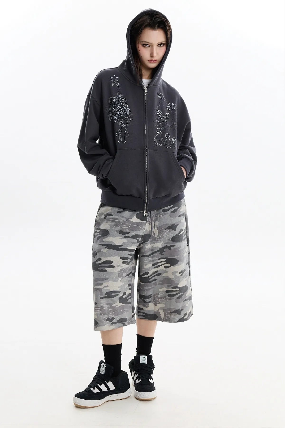 Doodle Alien Hood Zip-Up