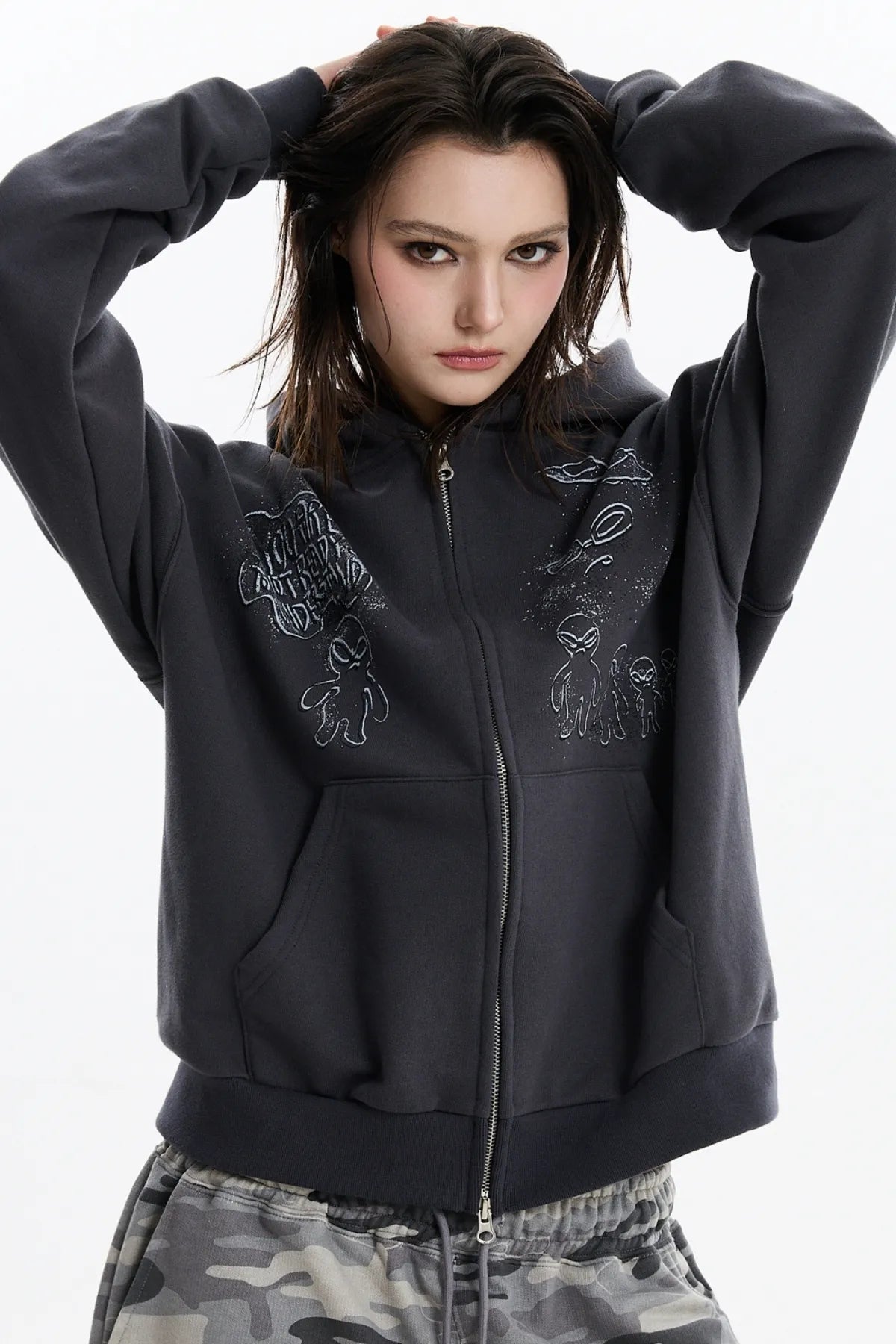 Doodle Alien Hood Zip-Up
