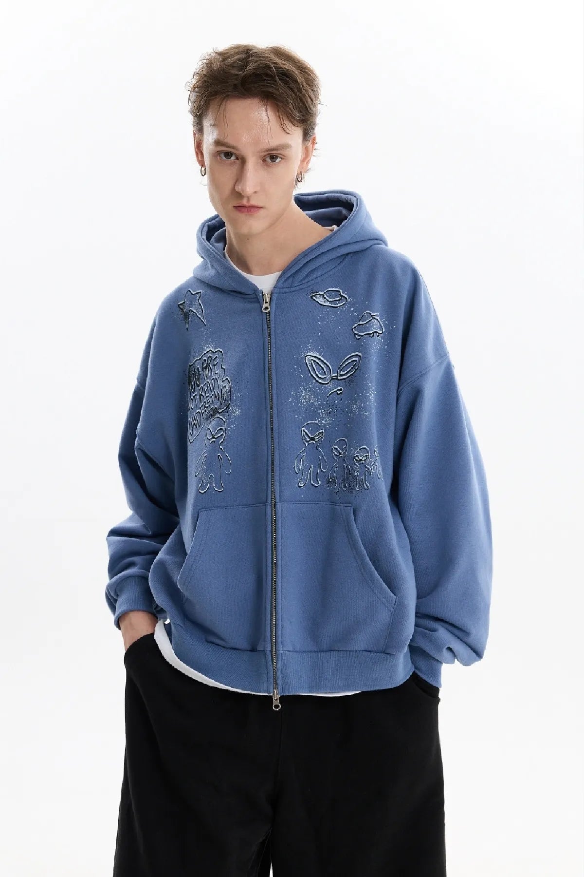 Doodle Alien Hood Zip-Up