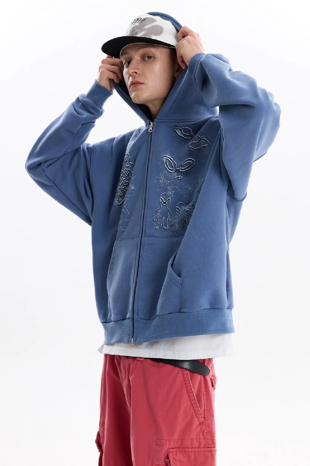Doodle Alien Hood Zip-Up