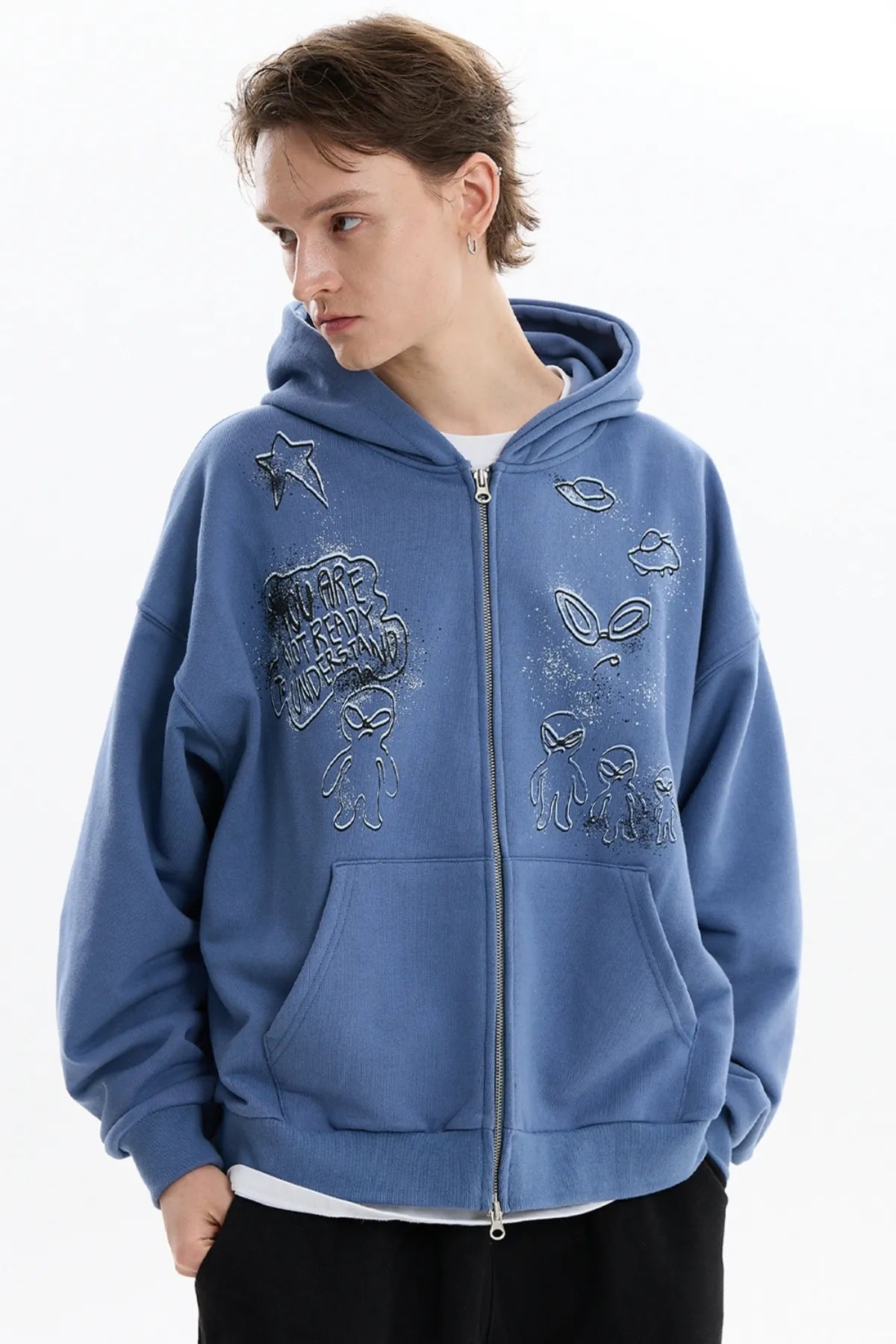 Doodle Alien Hood Zip-Up