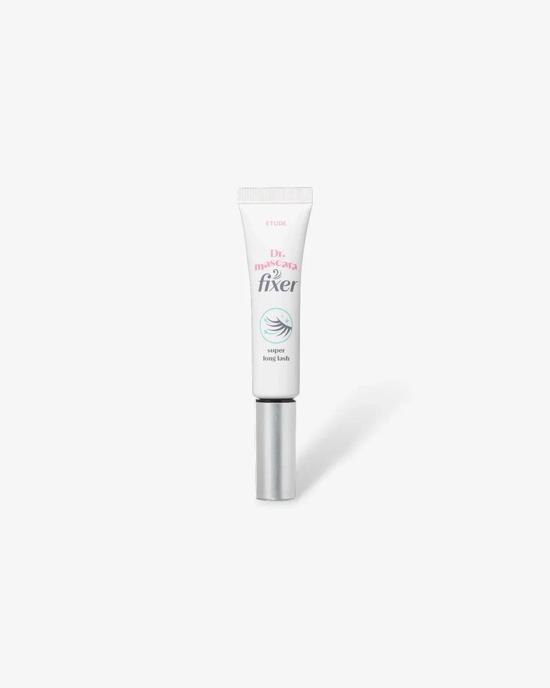 Etude Dr. Mascara Fixer tube for super long lash with silver cap on white background