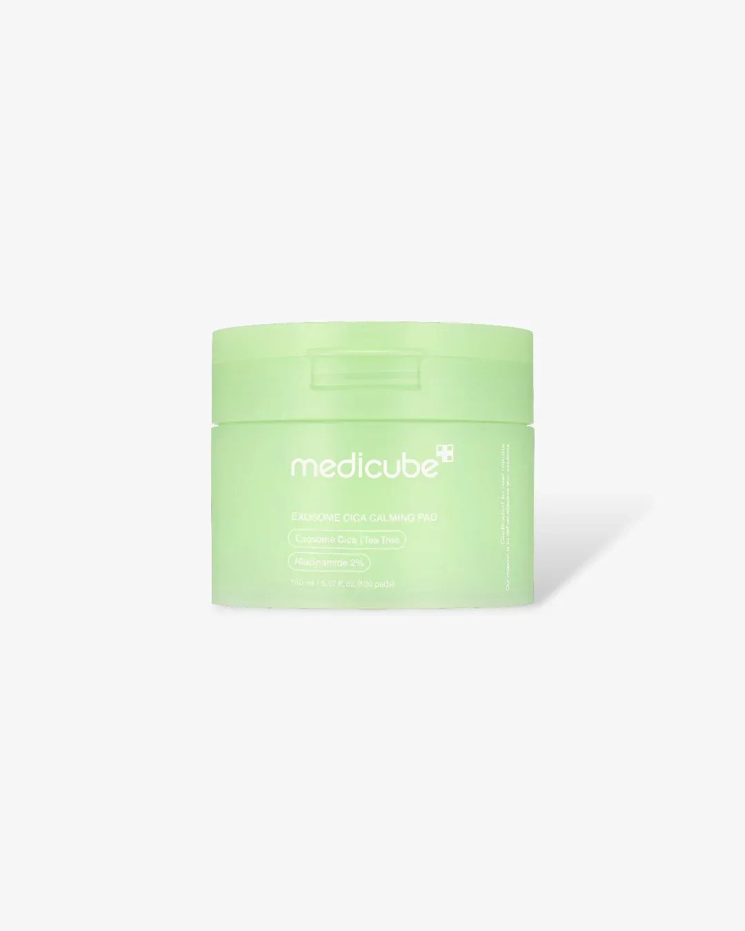 Medicube Exosome Cica Calming Pad container in light green with tea tree and niacinamide 2%