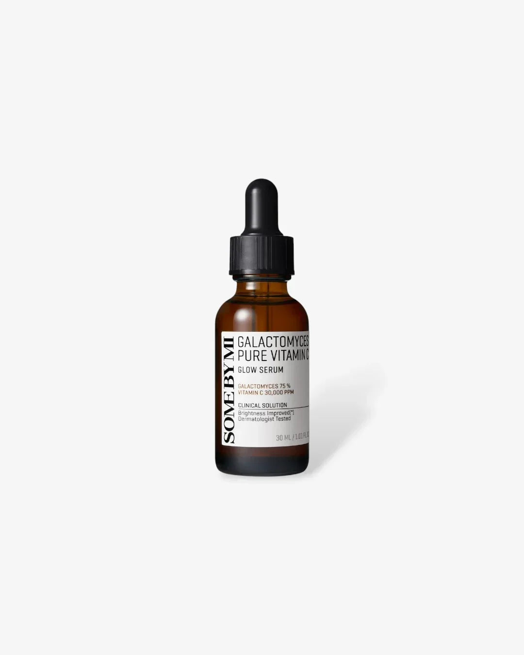 Some By Mi Galactomyces Pure Vitamin C Glow Serum 30ml amber dropper bottle on white