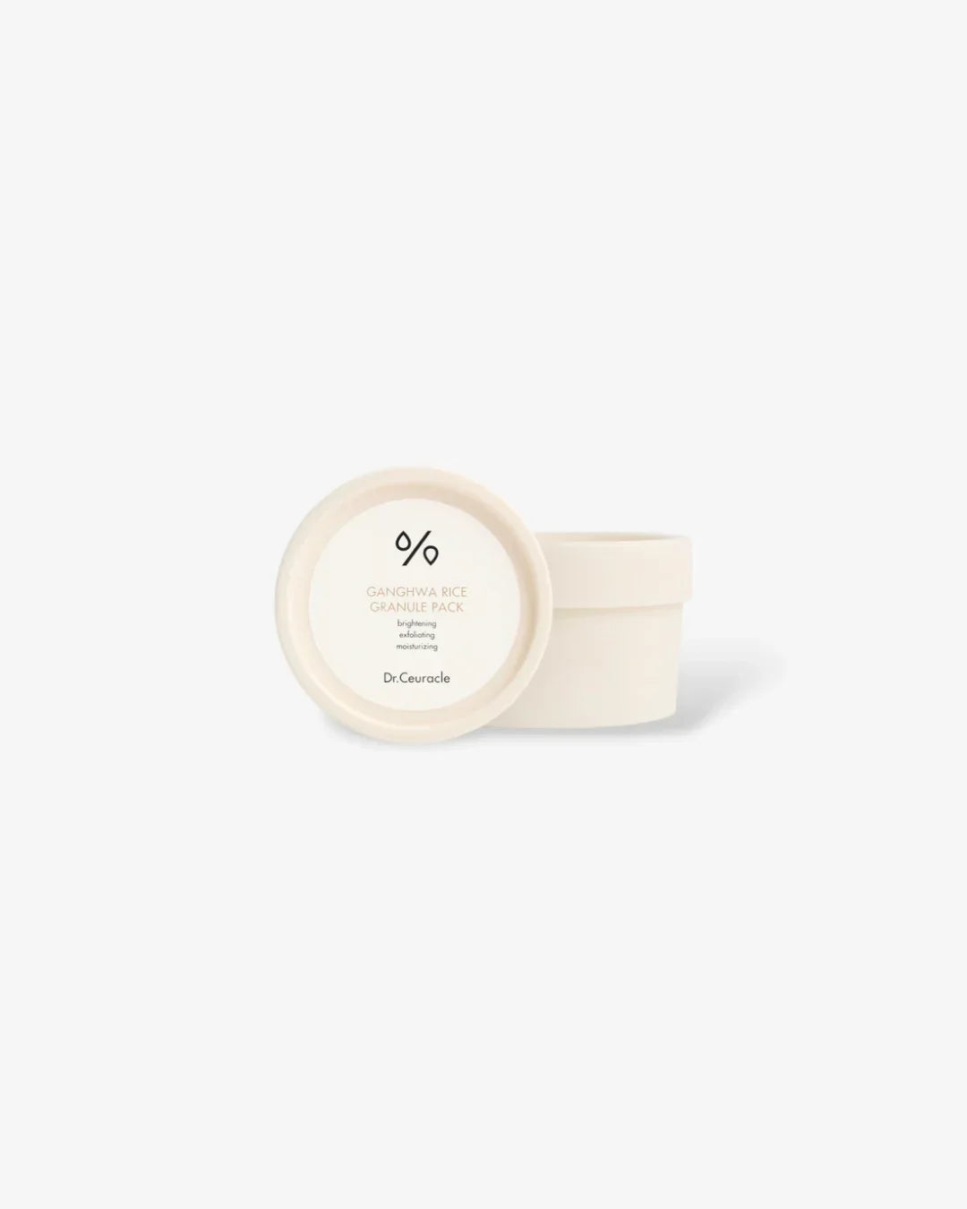 Dr. Ceuracle Ganghwa Rice Granule Pack container with lid, skincare product for brightening, exfoliating, moisturizing