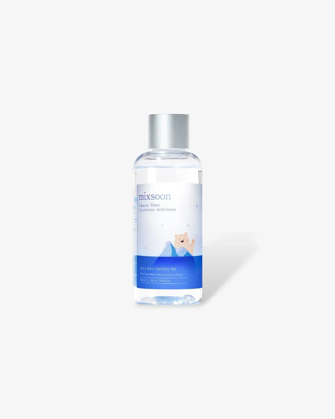 Mixsoon Glacier Water Hyaluronic Acid Serum 100ml bottle with polar bear and iceberg design