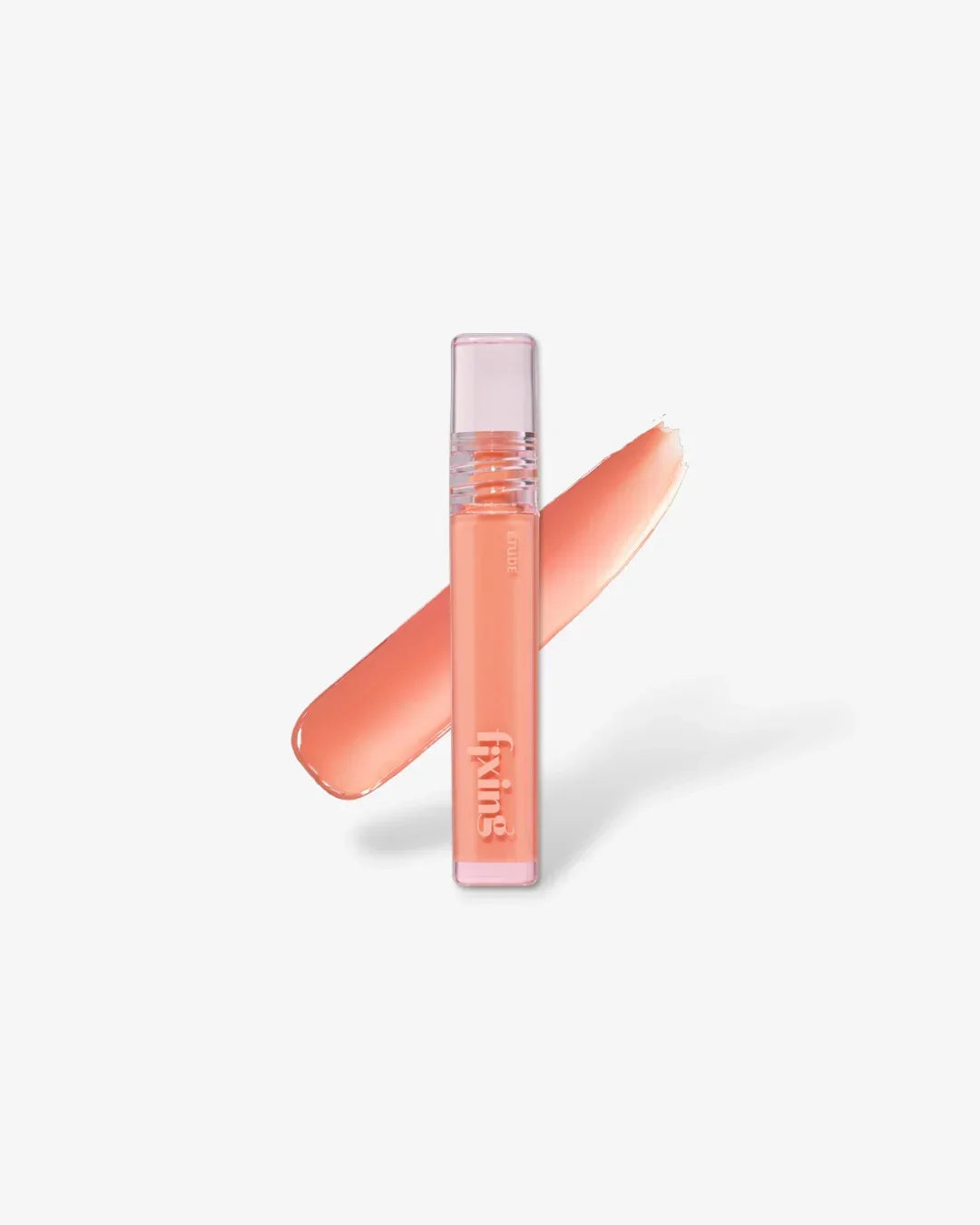 Etude Fixing lip tint in pure coral shade with swatch on white background