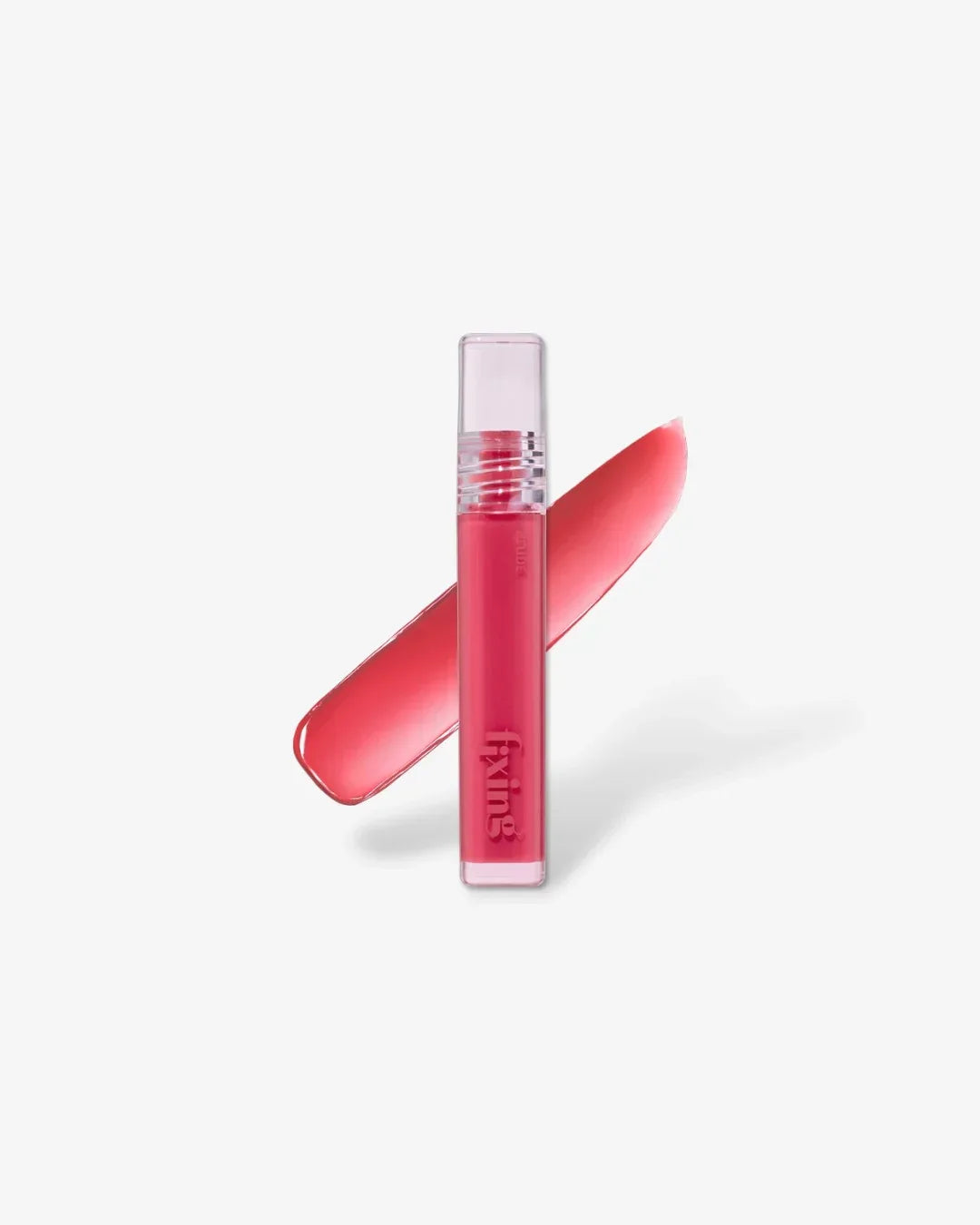 Pink Glow Fixing Tint lip gloss tube with matching lip color swatch on white background