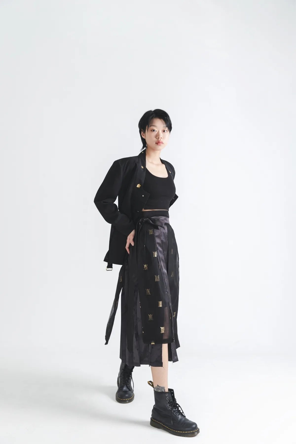 Gold Layered Brocade Skirt