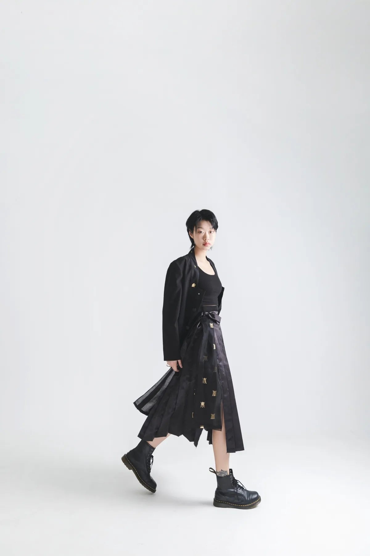 Gold Layered Brocade Skirt