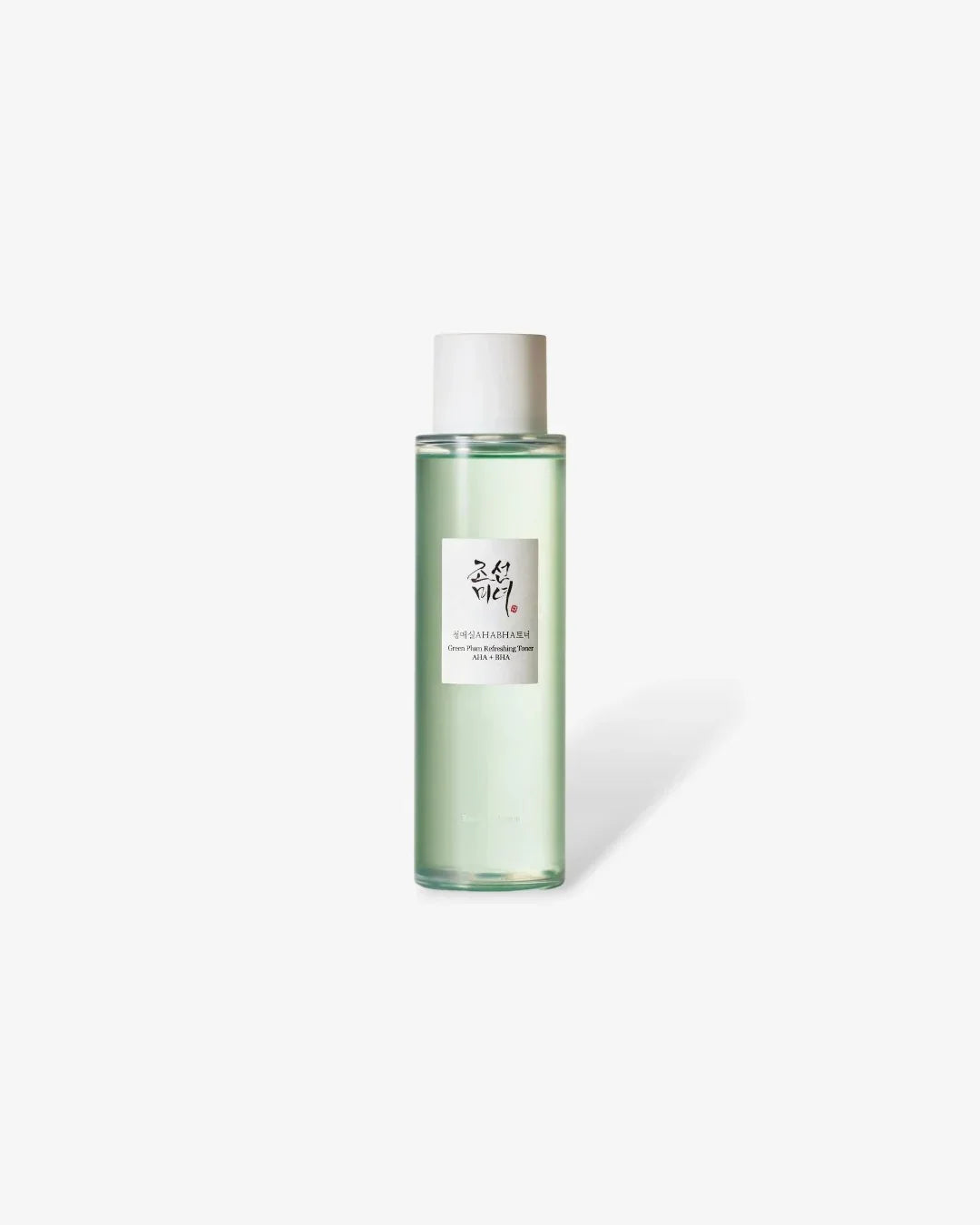 Green Plum Refreshing Toner bottle with AHA + BHA on plain white background