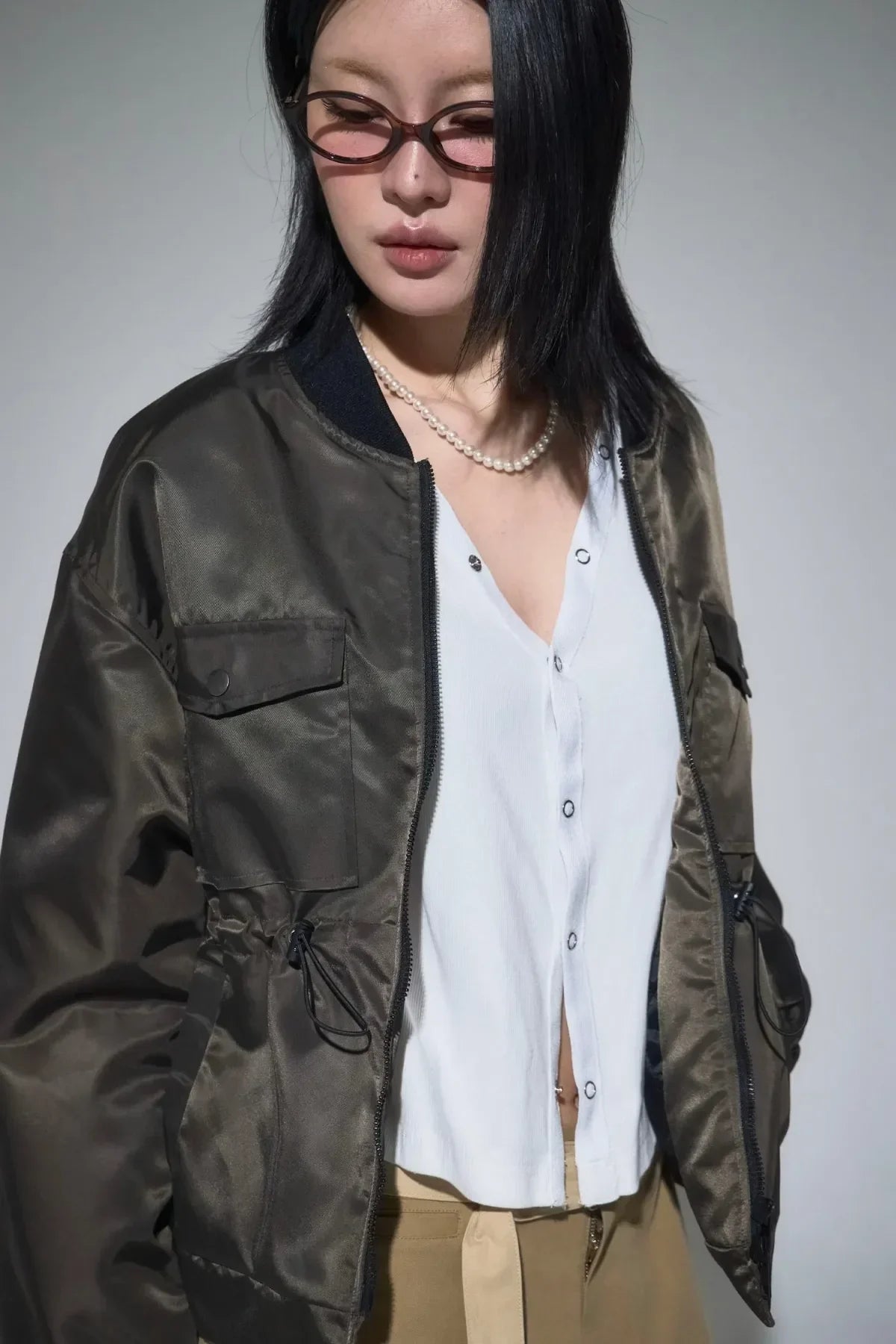 Heavy Nylon Bomber Jacket