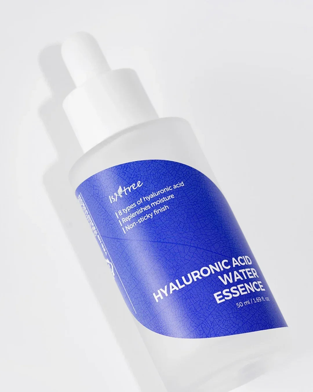 Isntree Hyaluronic Acid Water Essence 50ml serum bottle with white dropper on white background