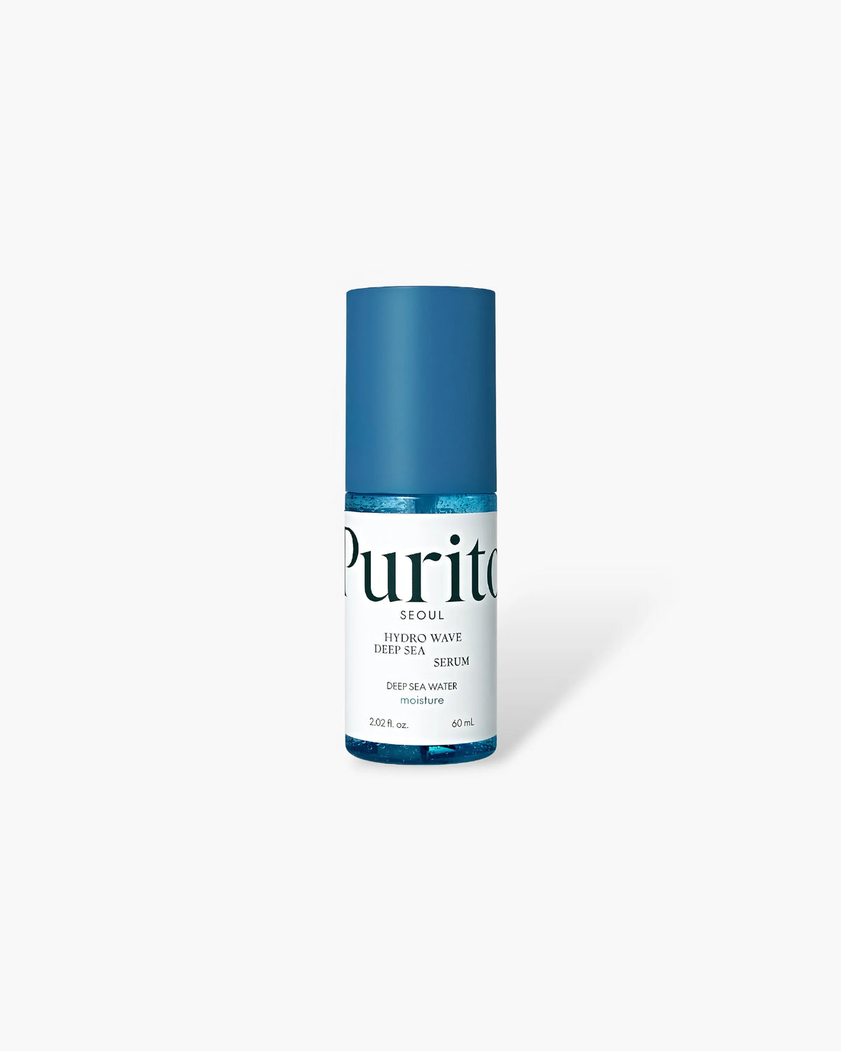 PURITO SEOUL Hydro Wave Deep Sea Serum in a blue bottle with a white label.
