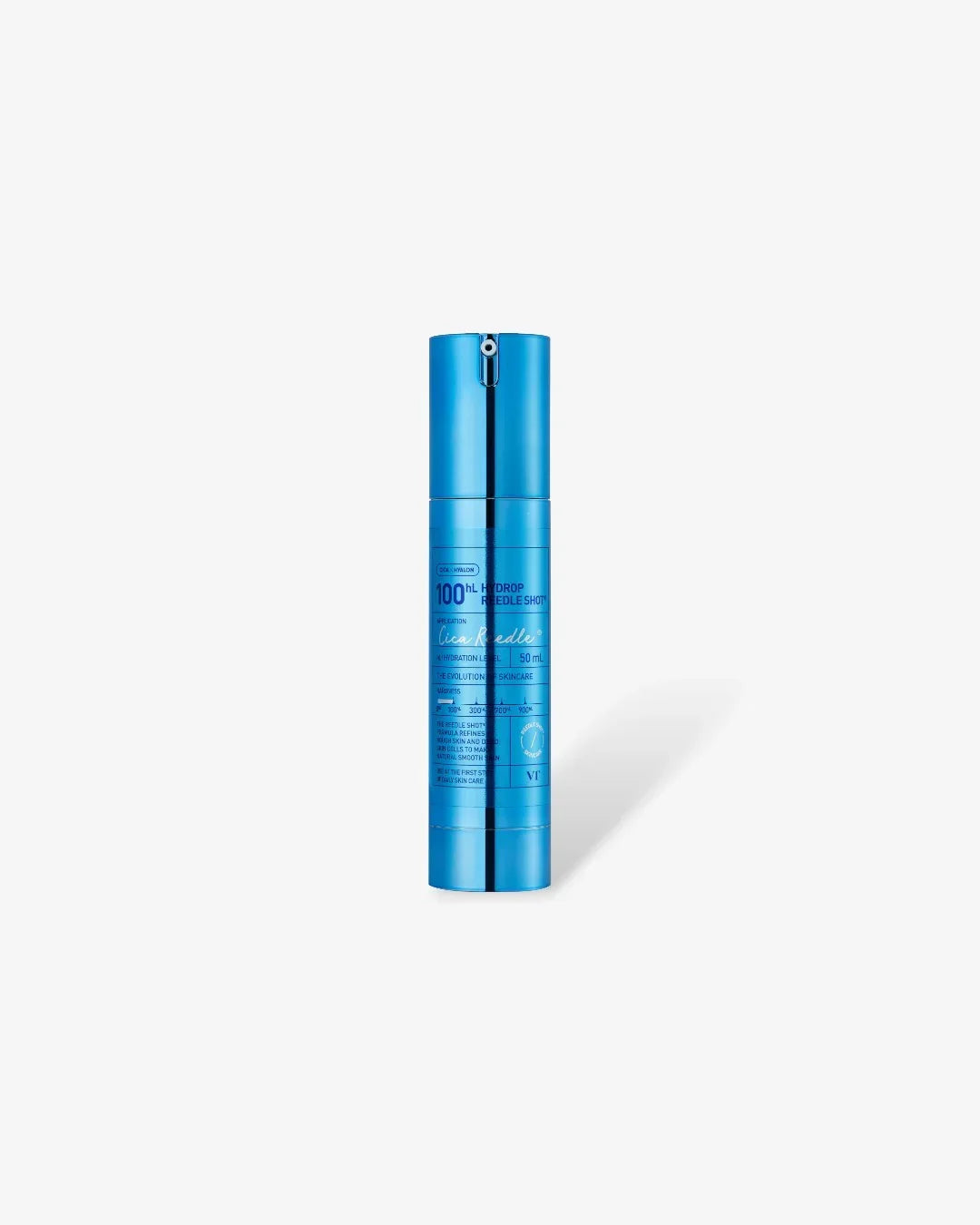 Blue VT Cica Reeedle Shot 100 HL hydration serum bottle on white background