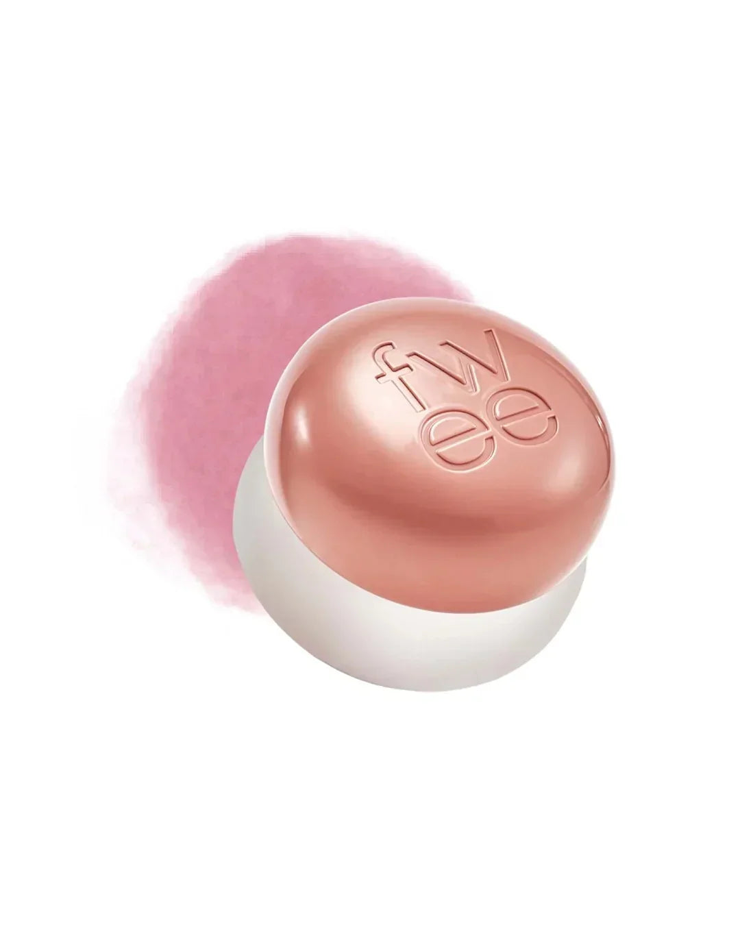 fw ee branded lip and cheek pudding pot with pink creamy swatch on white background