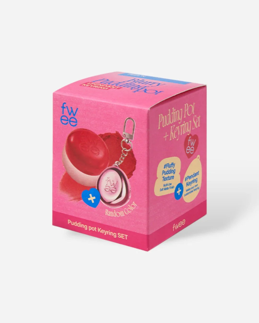 fwee Pudding Pot Keyring Set box with lip cheek blush pack, Korean beauty product, Malkn UK