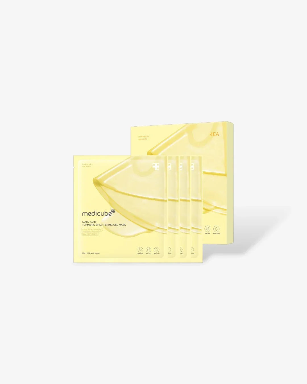 Medicube Kojic Acid Turmeric Brightening Gel Mask 4 pack, Korean skincare, yellow packaging