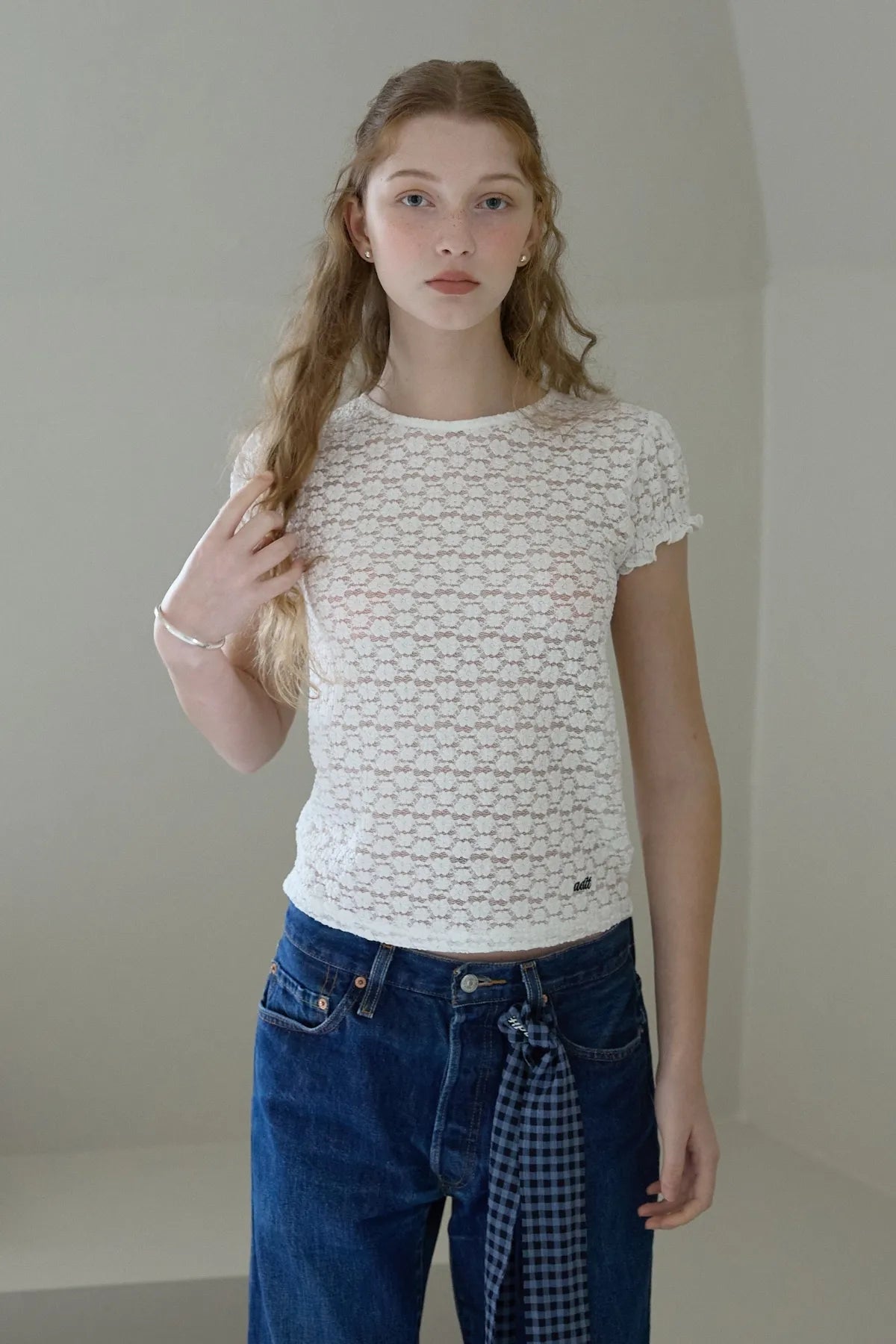 Lace Puff Sleeves Blouse
