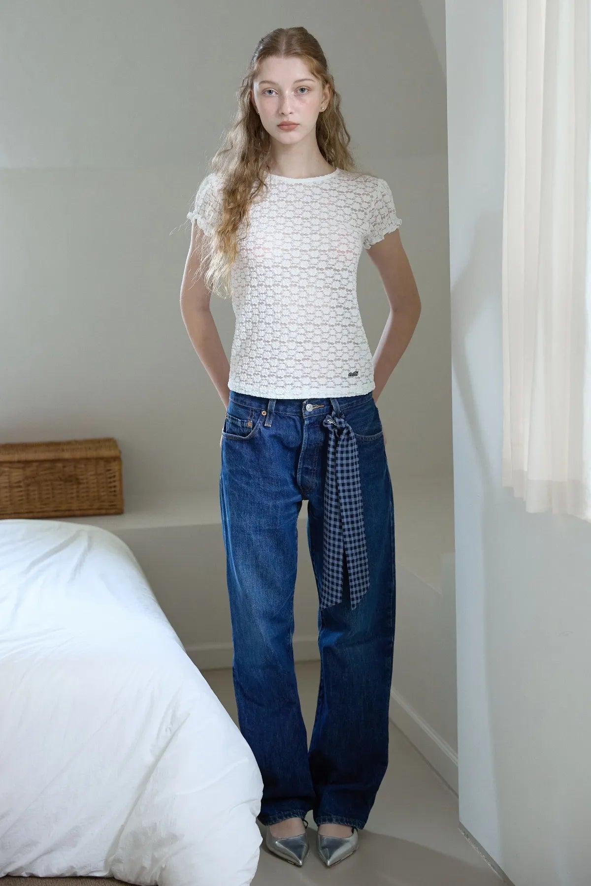 Lace Puff Sleeves Blouse