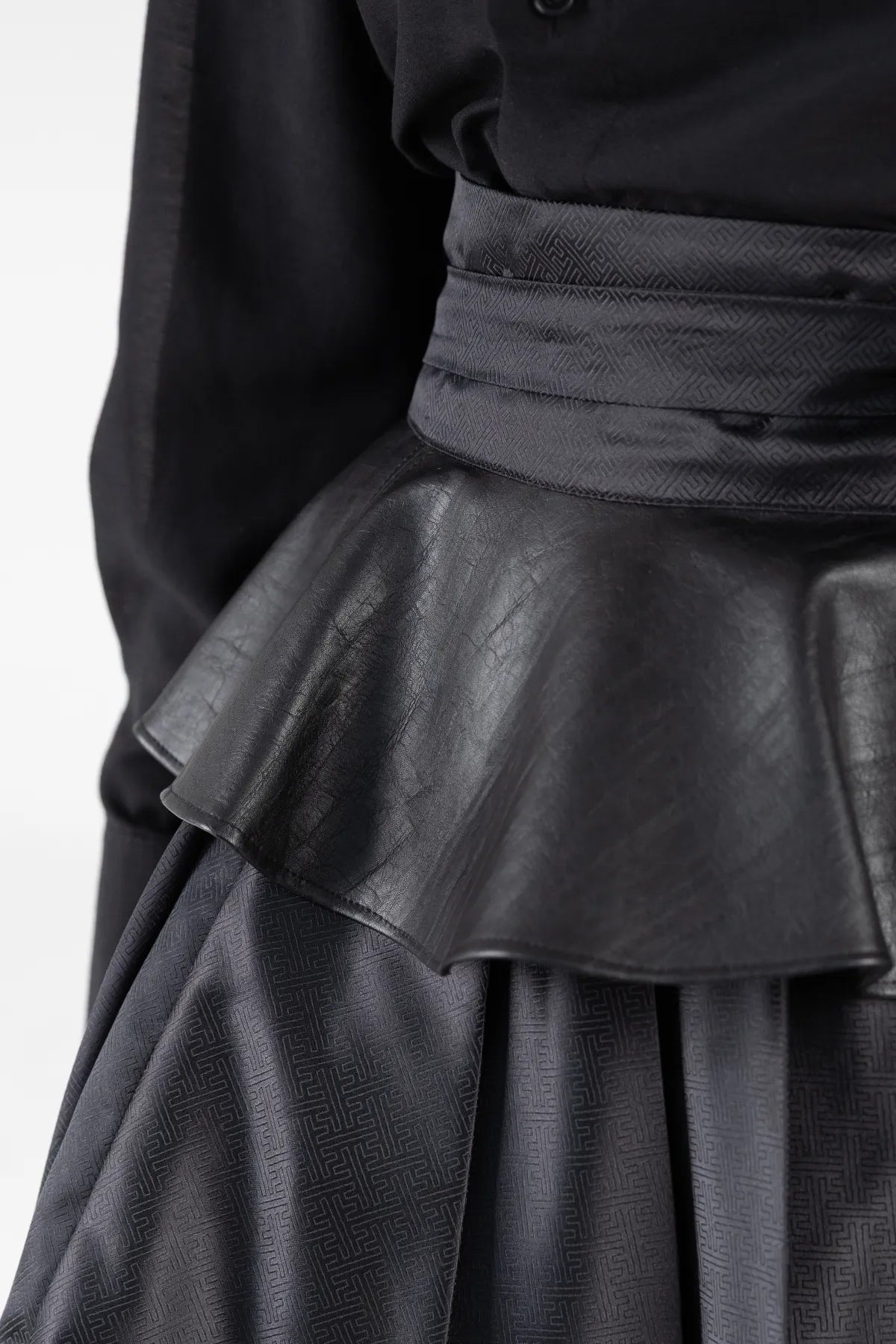 Leather Tartan Wrap Skirt