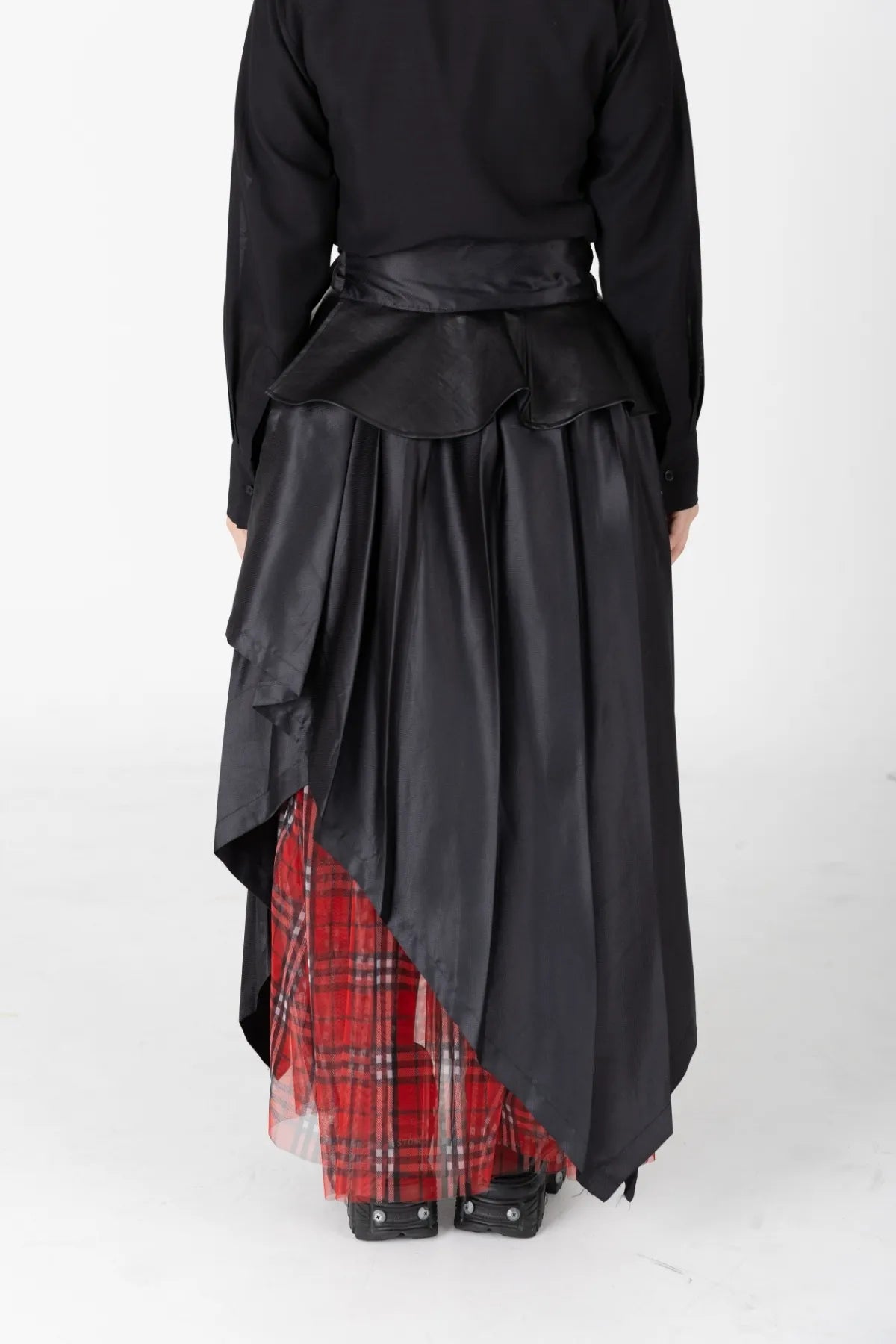 Leather Tartan Wrap Skirt