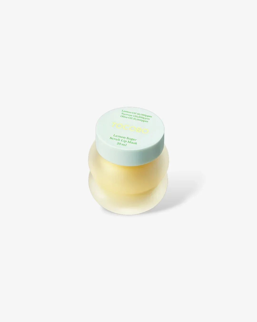 TOCOBO Lemon Sugar Scrub Lip Mask 20ml in small jar with light blue lid on white background