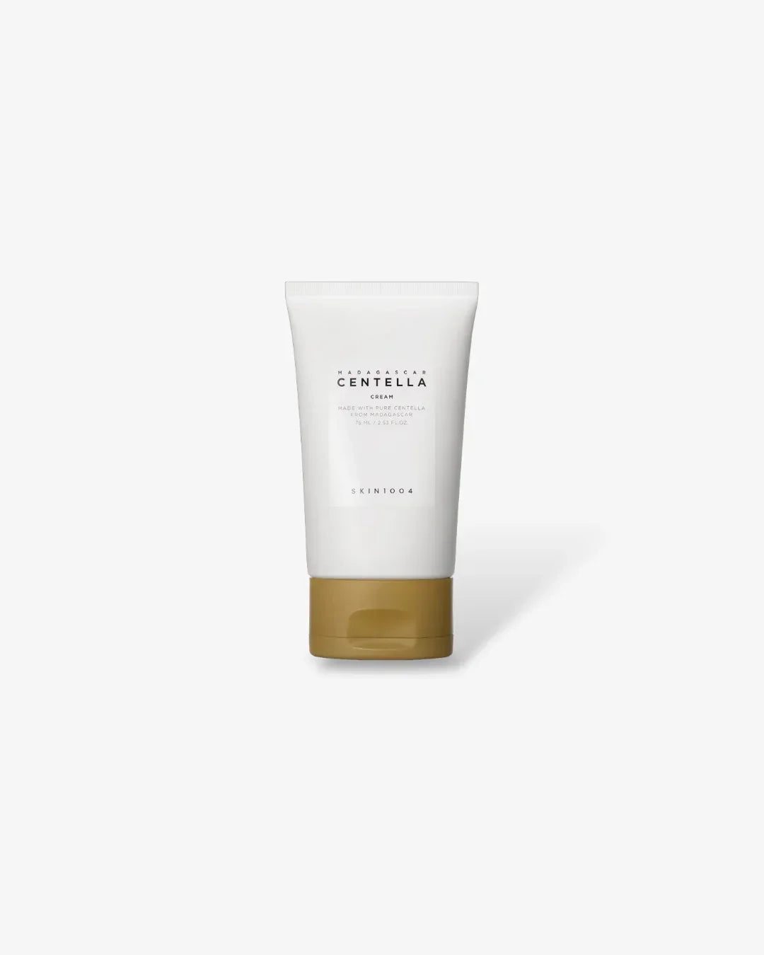 White tube of Madagascar Centella Cream by Skin1004 with a beige cap on a plain white background