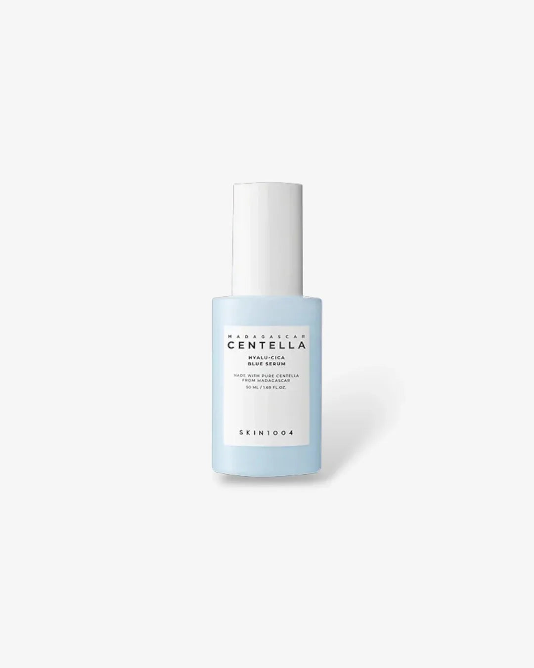 Madagascar Centella Hyalu-Cica Blue Serum 50ml bottle by Skin1004 on white background