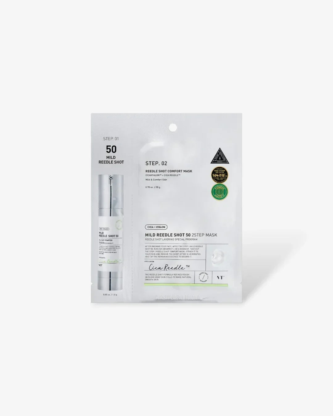 VT Mild Reedle Shot 50 dual step mask with serum packaging for skin care