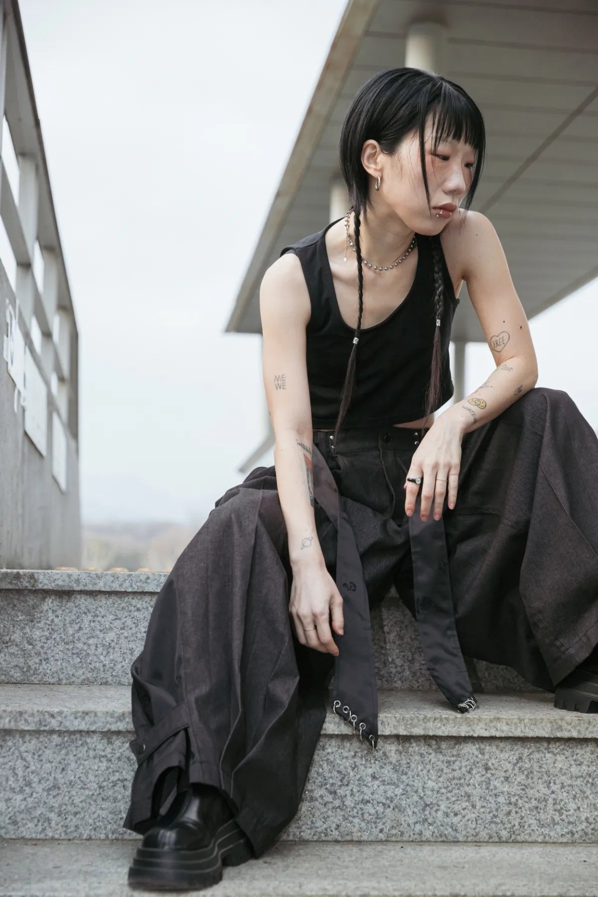 Mixed Brocade Wide Pants