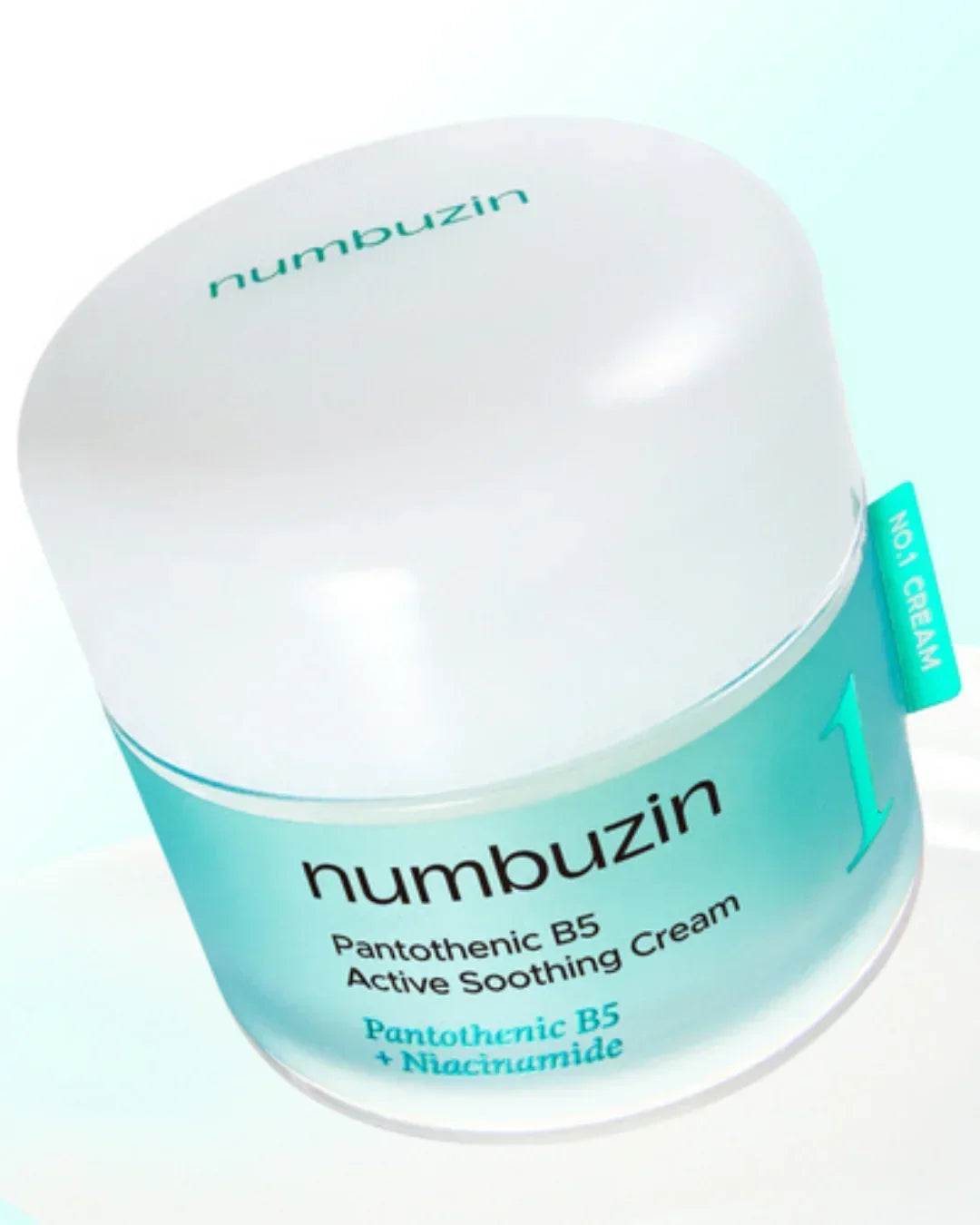 Numbuzin Pantothenic B5 Active Soothing Cream jar with Pantothenic B5 and Niacinamide on light background