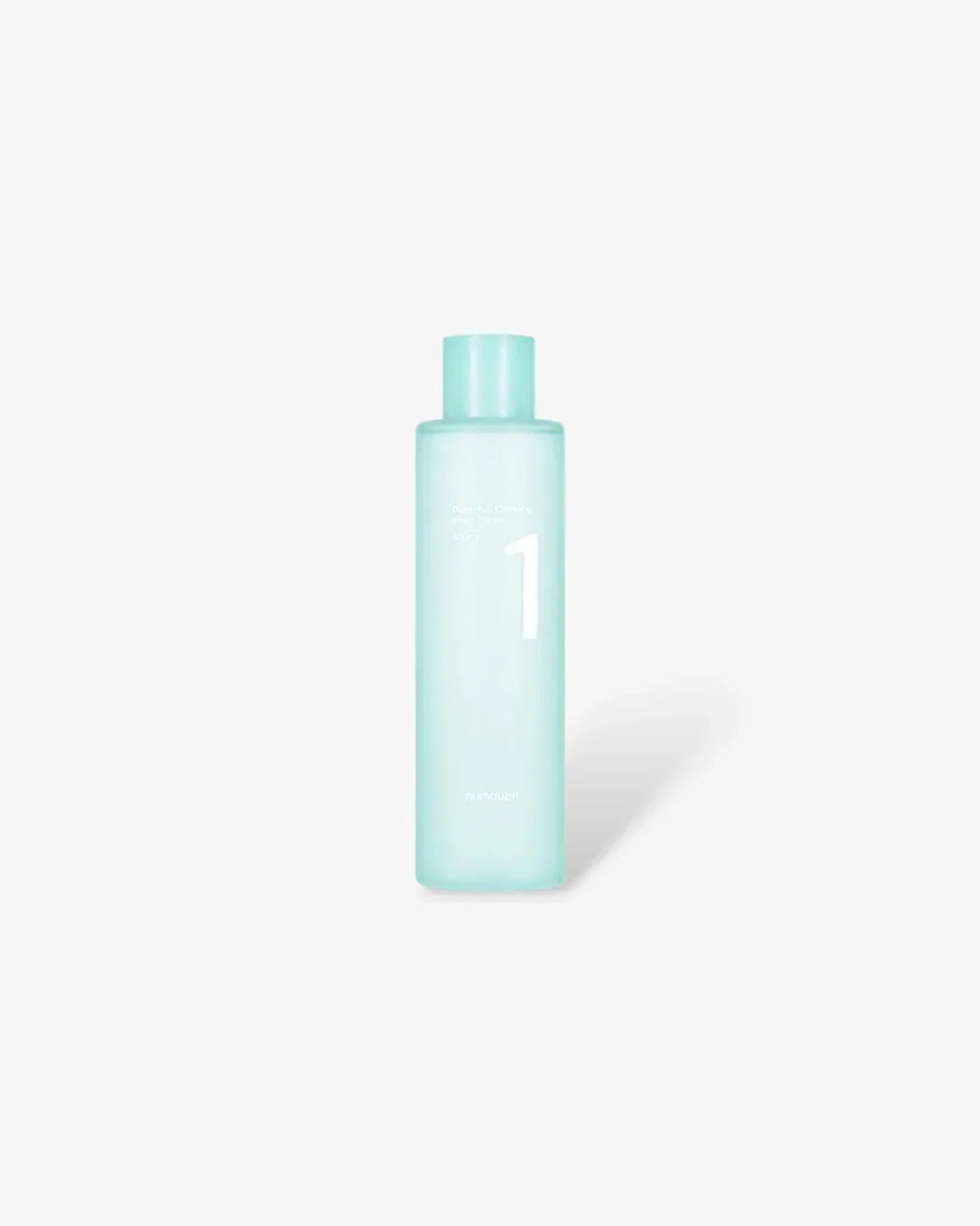 Light blue bottle of No1 Pure Full Calming Herb Toner on white background