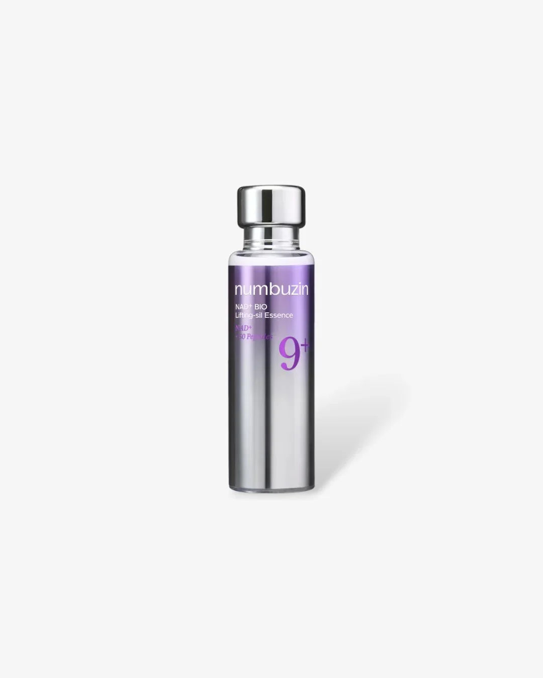 Numbuzin NAD+ BIO Lifting-sil Essence 50ml in gradient purple silver bottle on white