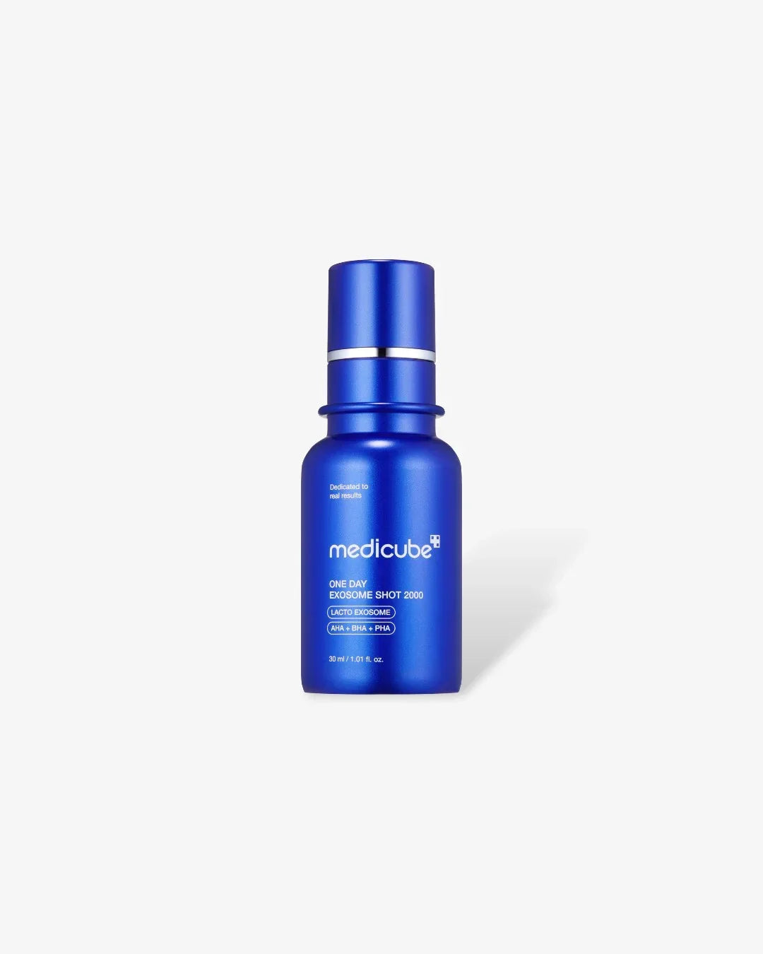 Blue Medicube One Day Exosome Shot 2000 skincare bottle on white background