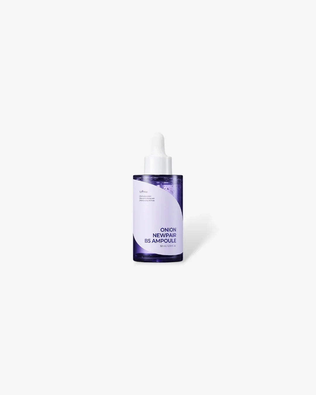 Onion Newpair B5 Ampoule 50ml skincare serum in purple bottle with white dropper on white background