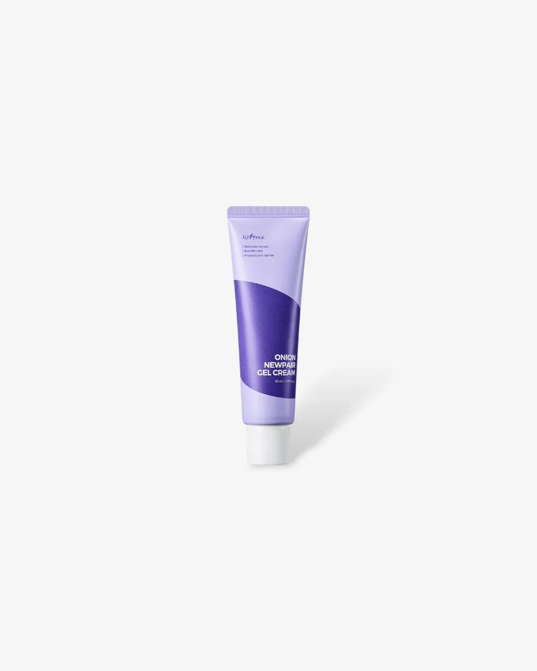 Purple tube of Onion Newpair Gel Cream 50ml with white cap on a white background