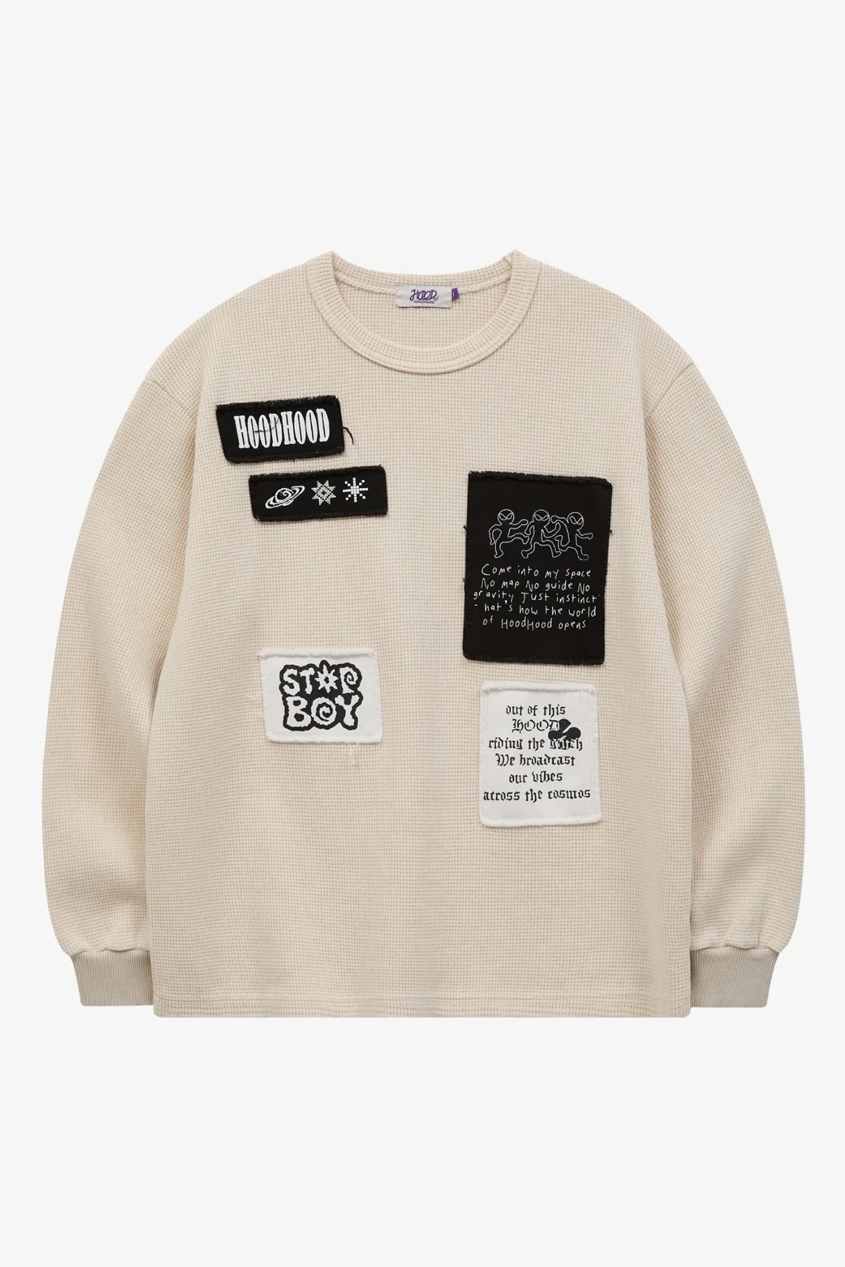 Patchwork Waffle Long Sleeve T-shirt