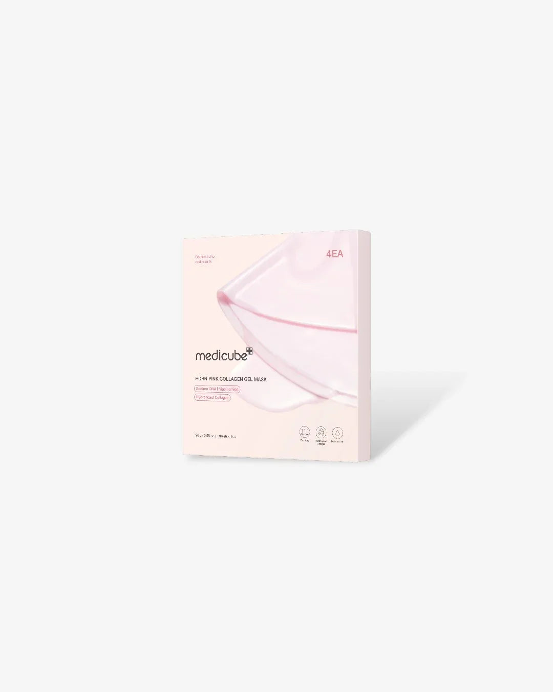 Medicube PDRN Pink Collagen Gel Mask box with soft pink design and 4EA label