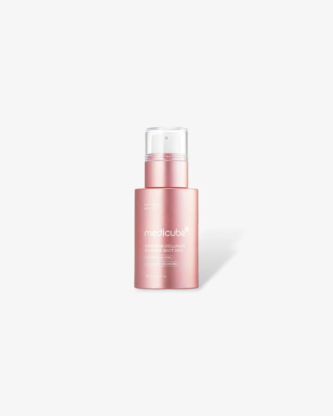medicube pink collagen exosome shot 2000 serum bottle on white background, Korean beauty product