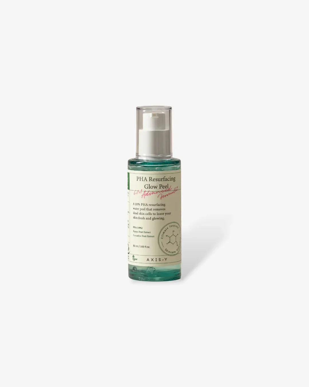 PHA Resurfacing Glow Peel skincare bottle with pump on white background