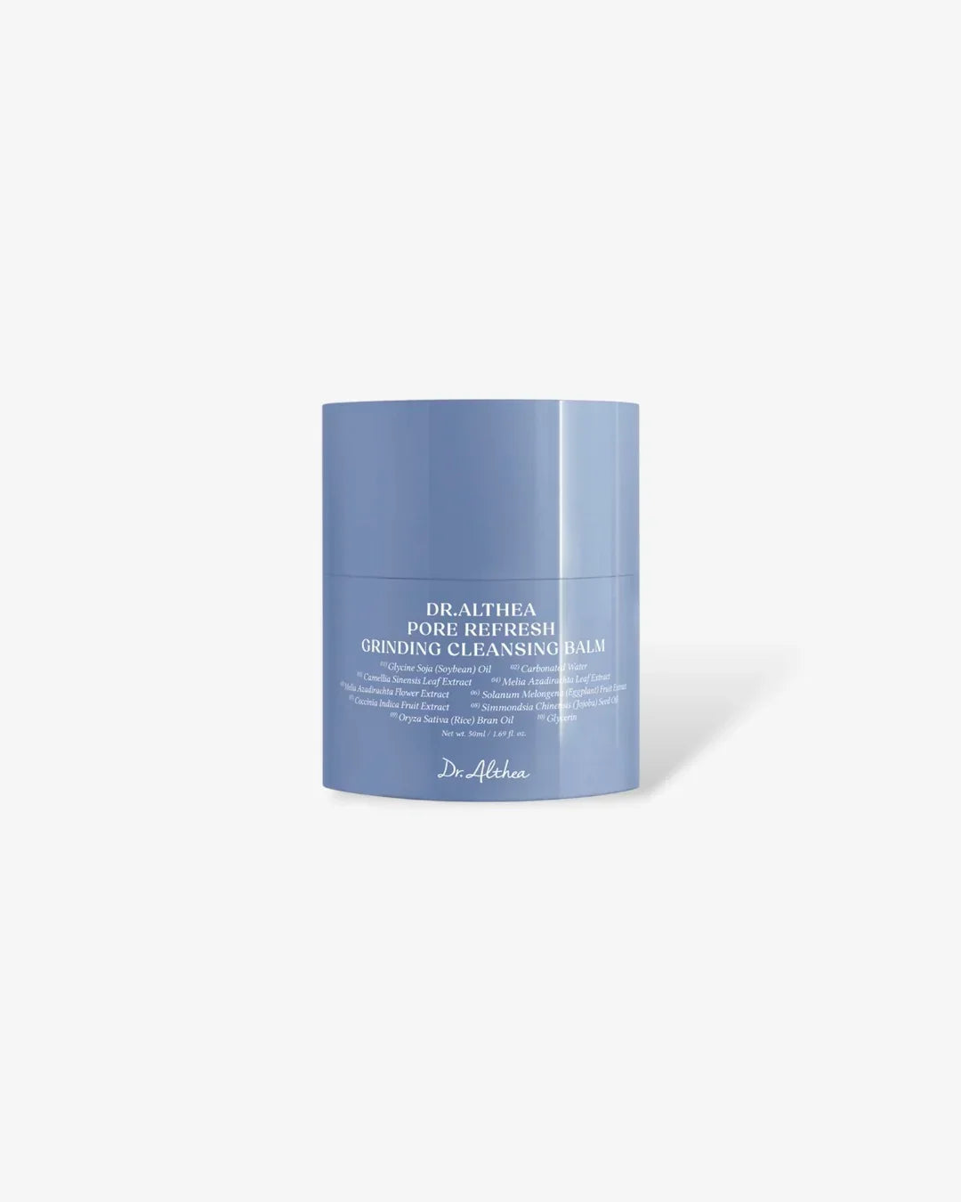 Dr. Althea Pore Refresh Grinding Cleansing Balm in blue container on white background