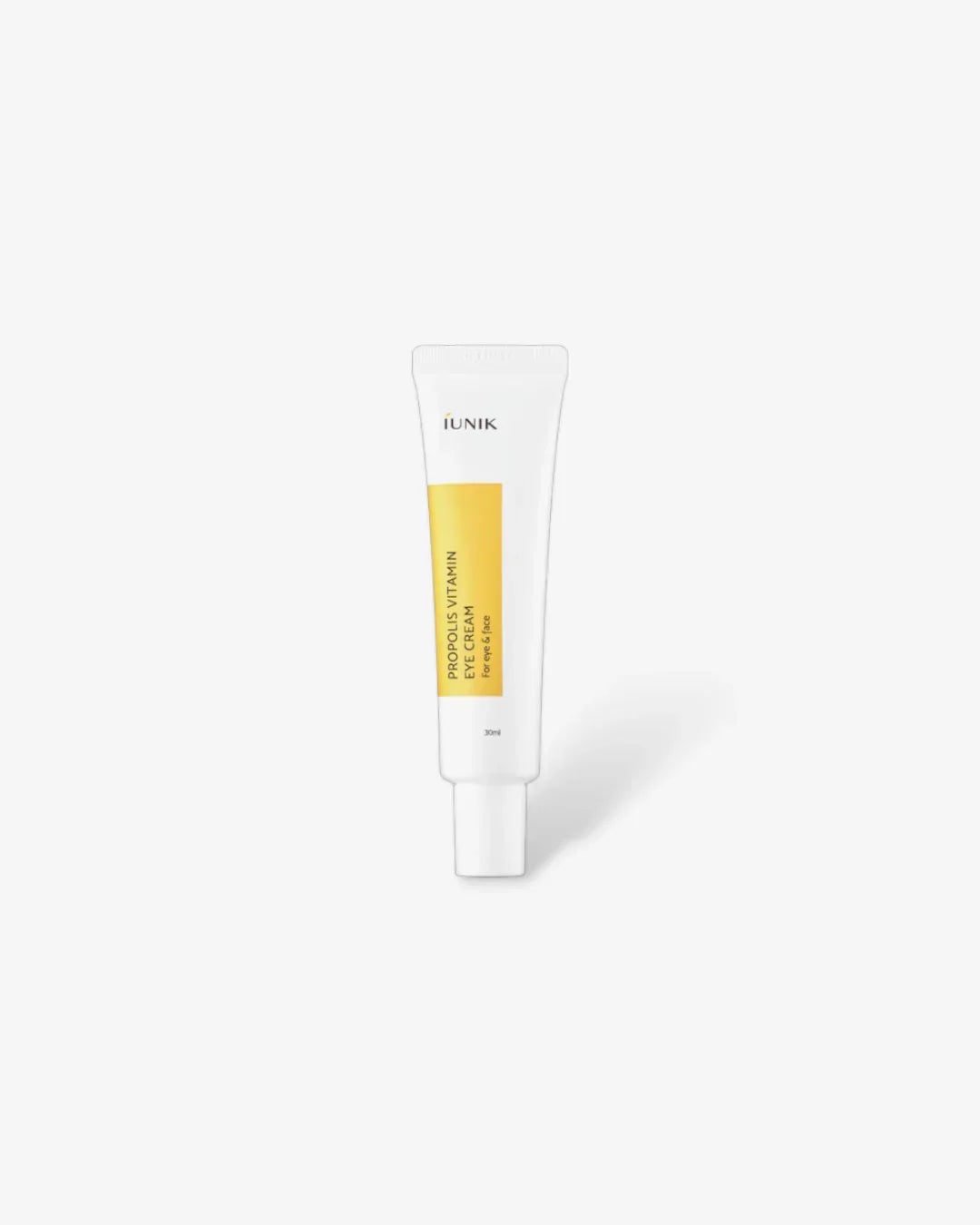 iUNIK Propolis Vitamin Eye Cream 30ml tube with yellow label on white background