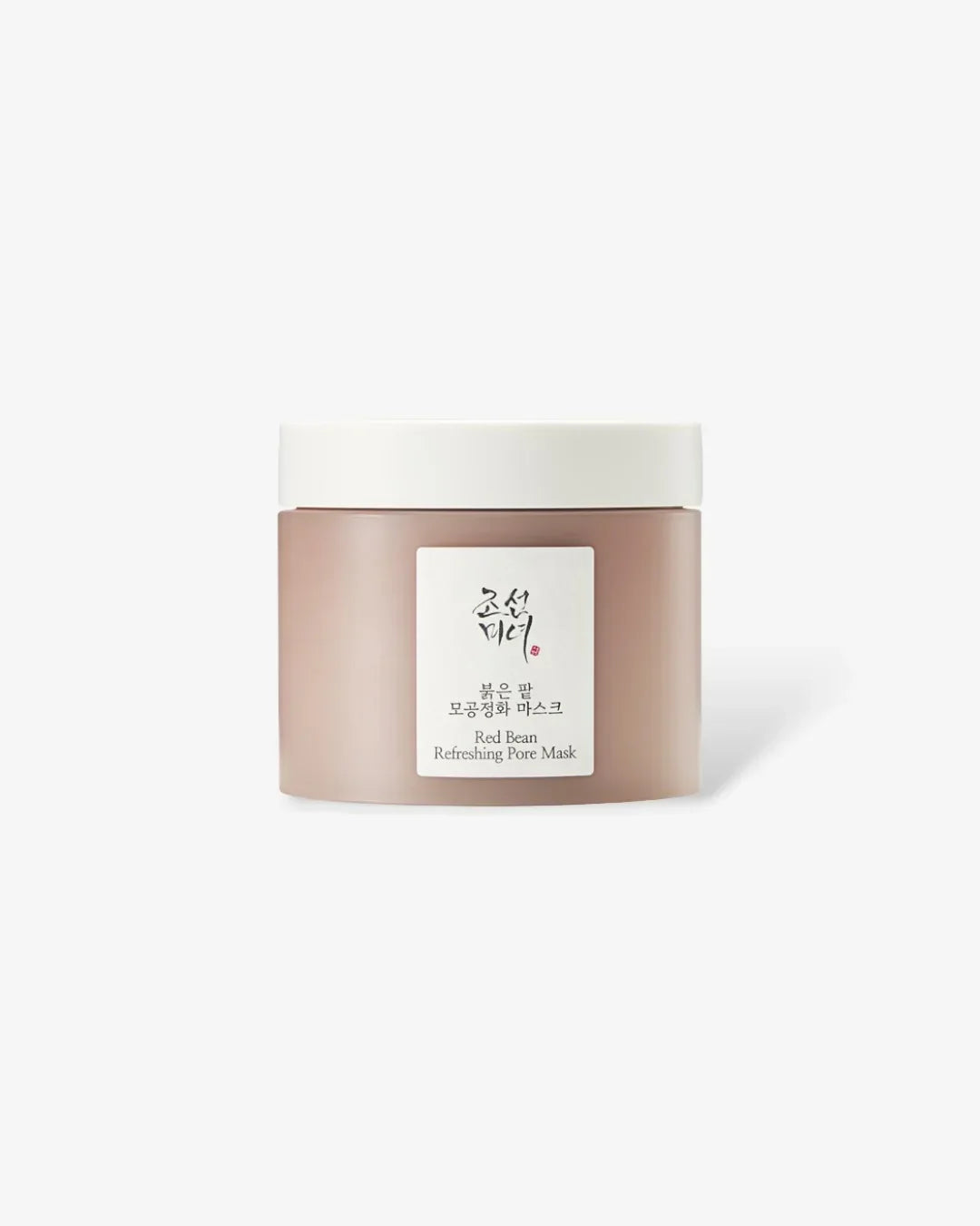 Red Bean Refreshing Pore Mask in brown jar with white lid on white background