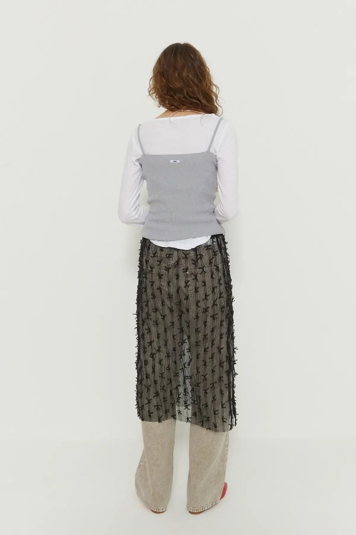 Ribbon See-Through Skirt