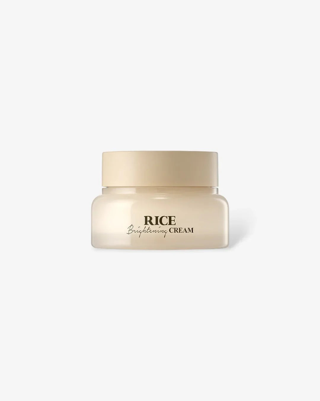 Rice Brightening Cream in 60ml beige jar with screw cap on white background