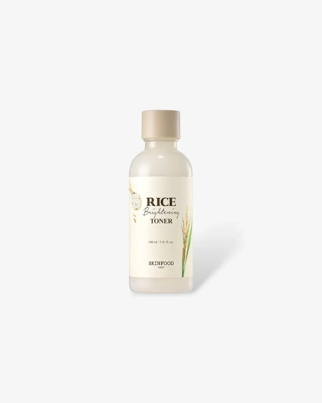 Skinfood Rice Brightening Toner 160ml bottle with rice and grain illustration