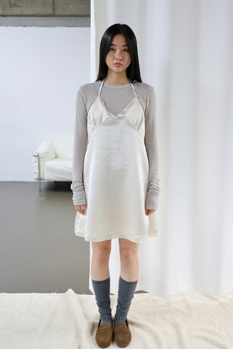 Satin Bra Mini Dress Ivory