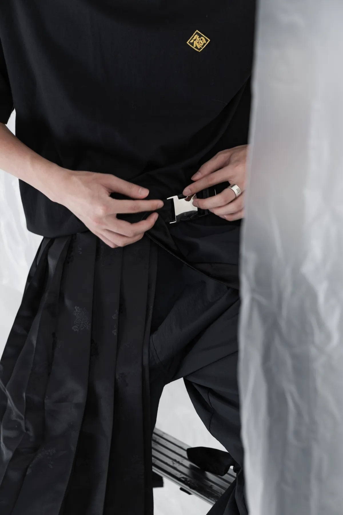 Silver Buckled Brocade Skirt