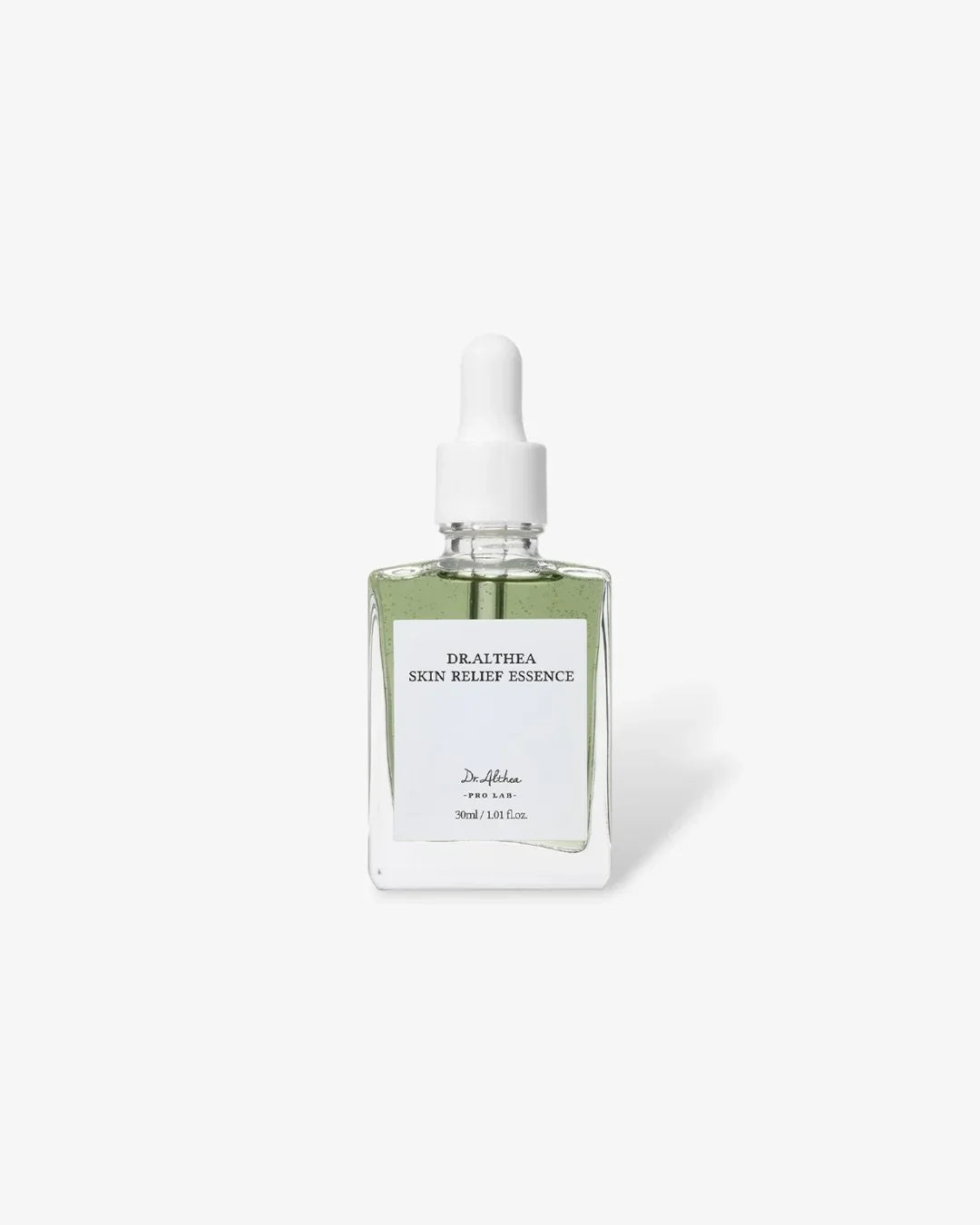 Dr. Althea Skin Relief Essence 30ml glass dropper bottle with green serum on white background
